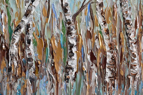 Birch Forest - Palette knife landscape