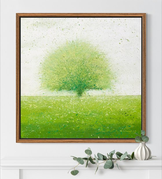 Four seasons. Summer abstract tree painting on canvas 50-50cm
