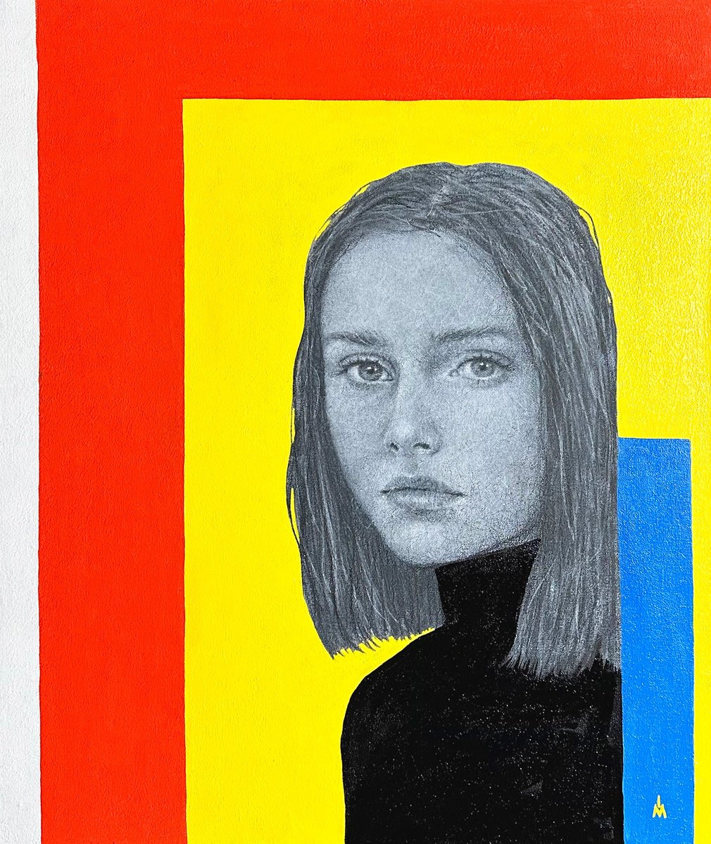 Urban And Pop Portrait Painting By Margarita Ivanova, 20 X 24", Hide And Seek, Original Artwork