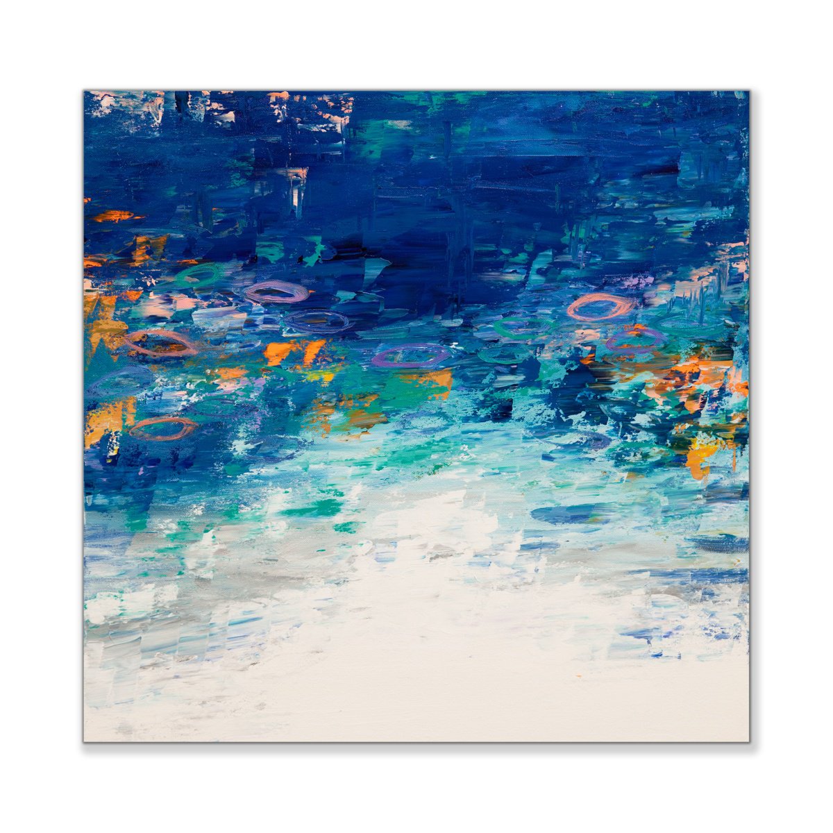 Abstract Acrylic Painting By Hilary Winfield, 24 X 24, Lily Pond 1, Original Artwork