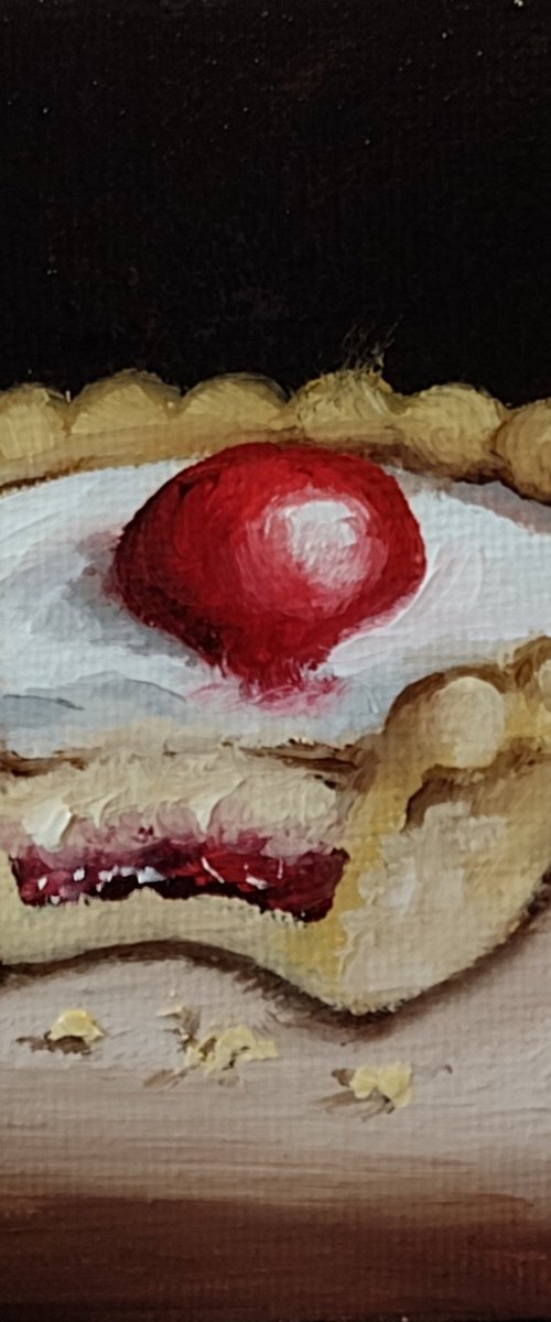 Little Cherry Bakewell tart still life by Jane Palmer Art