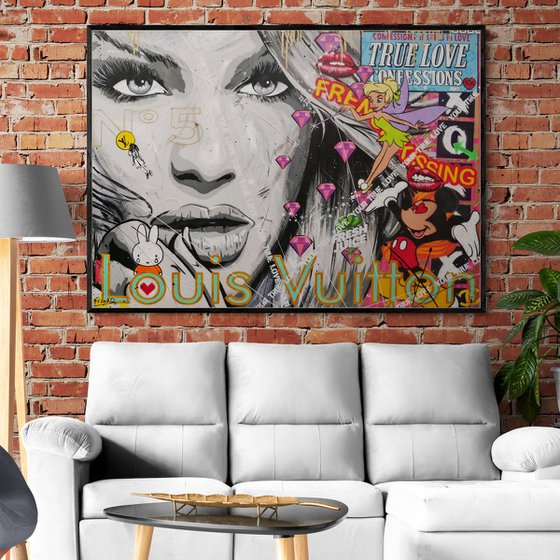 Pixie Romance 140cm x 100cm Textured Urban Pop Art