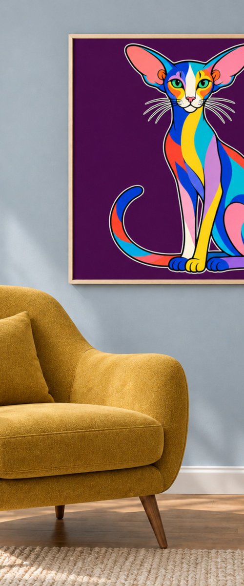 Colorful Oriental Shorthair Cat #24 by Marina Krylova