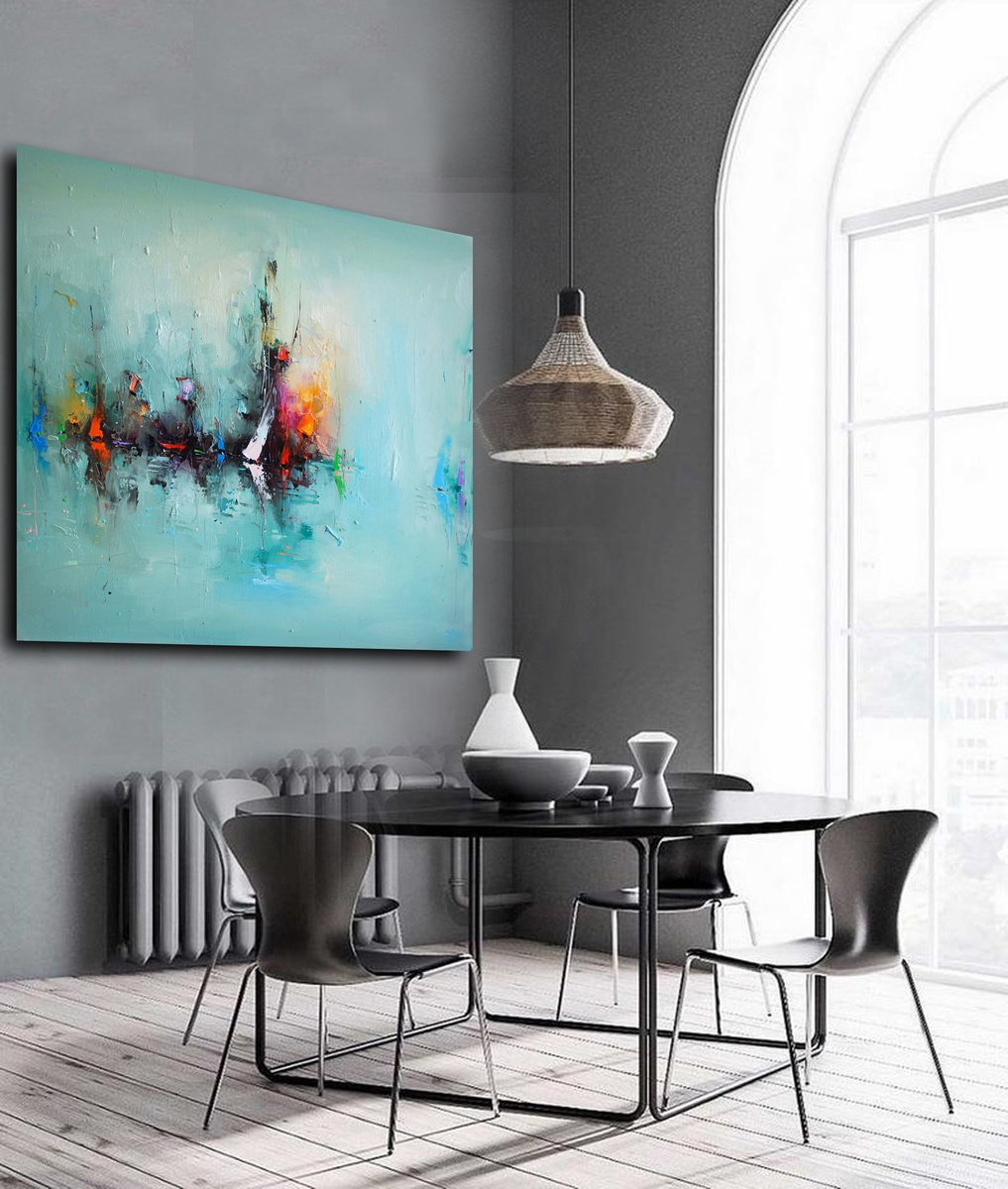 Expressive Landscape Oil Painting By Stanislav Lazarov, 39 X 39", Air Etude, Original Artwork