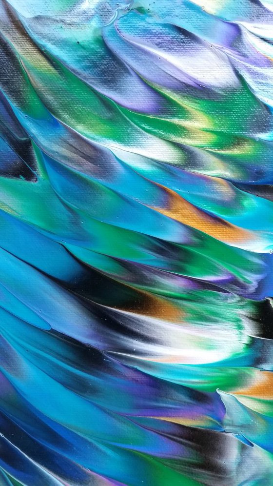 Peacock III, Colorful Abstract Blue Green Violet Painting
