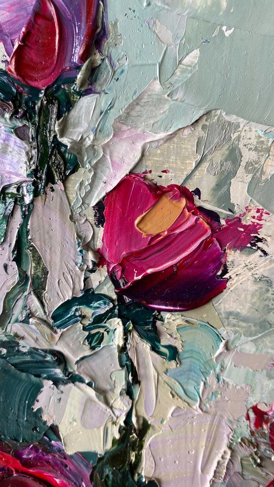 Red Rose Impasto Wall Art