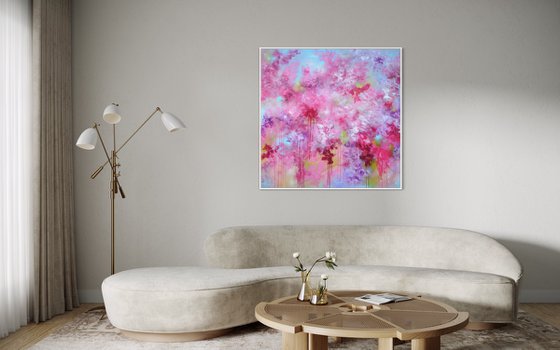 "Petals in Flight: Abstract Cherry Blossom"