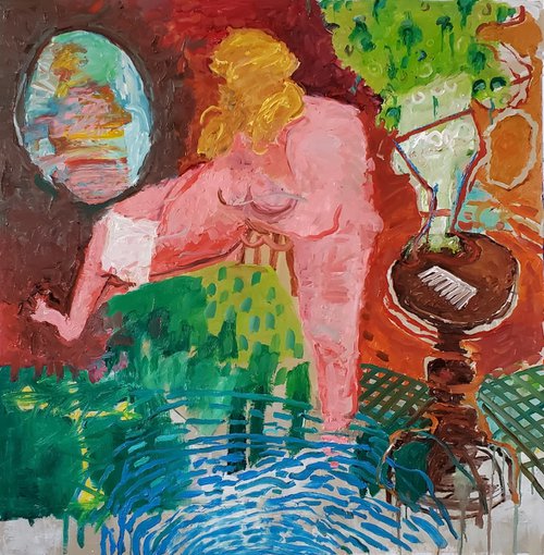 Woman Dreaming About the Aftermath of a Bath by Shelton Walsmith