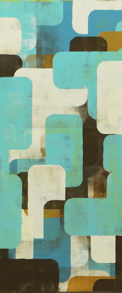 Layer Player in Blue- Abstract Painting - Ronald Hunter - 35.4x35.4" - 90x90CM - 8M by Ronald Hunter