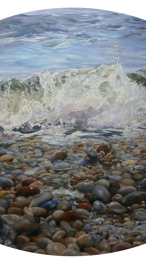 PEBBLE BEACH (AKA BIG PAINTING - LITTLE WAVE) by Peter Goodhall