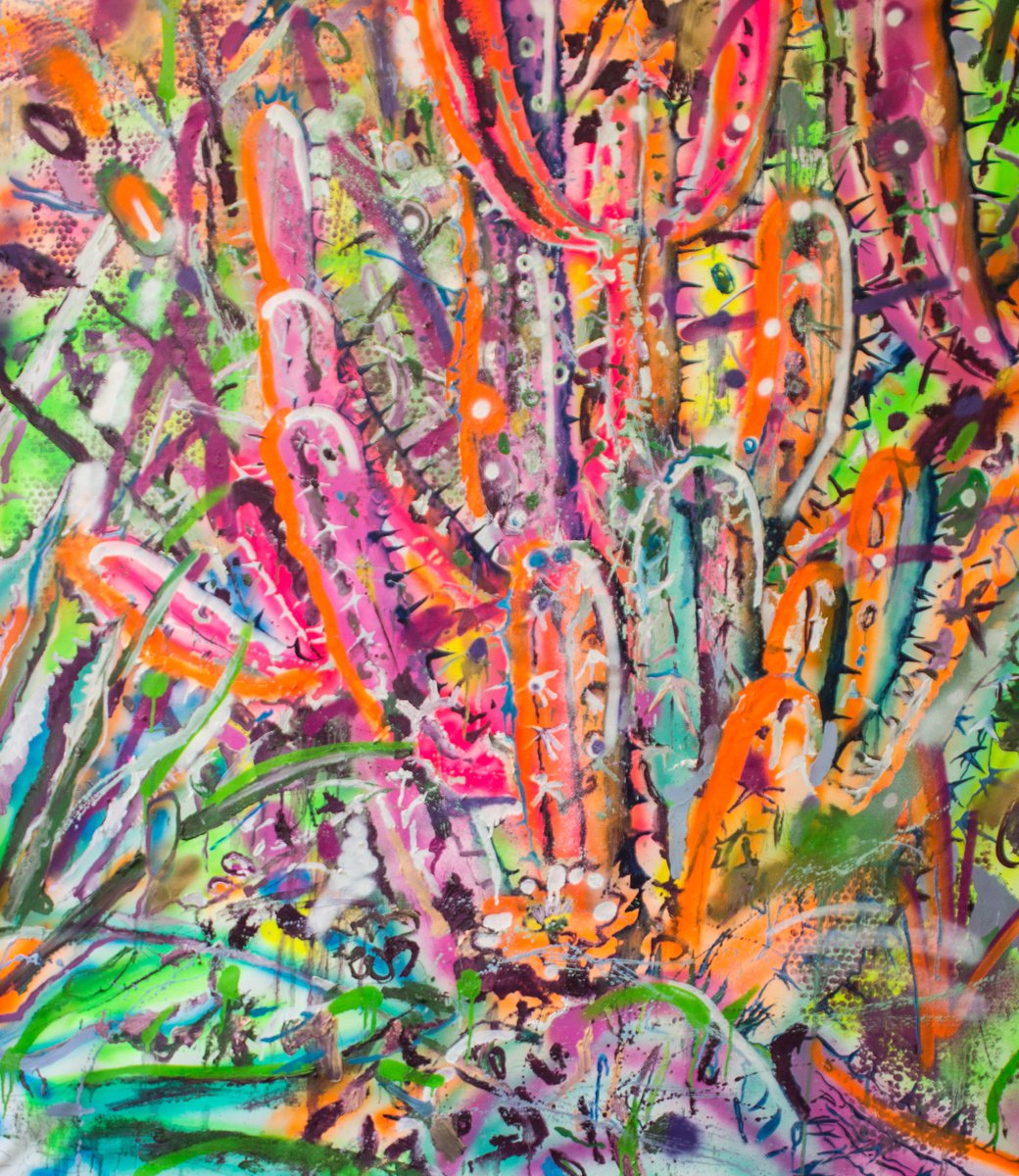 Expressive Botanical Oil Painting By Dominic Virtosu, 51 X 59, Chaos Theory, Original Artwork