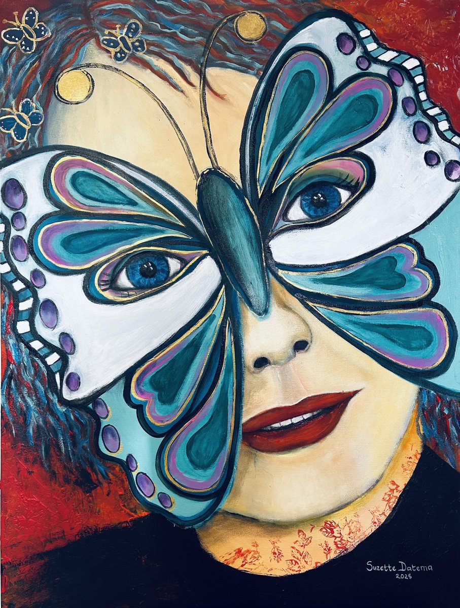 Impressionistic Portrait Oil Painting By Suzette Datema, 30 X 39", Life Is Great, Original Artwork