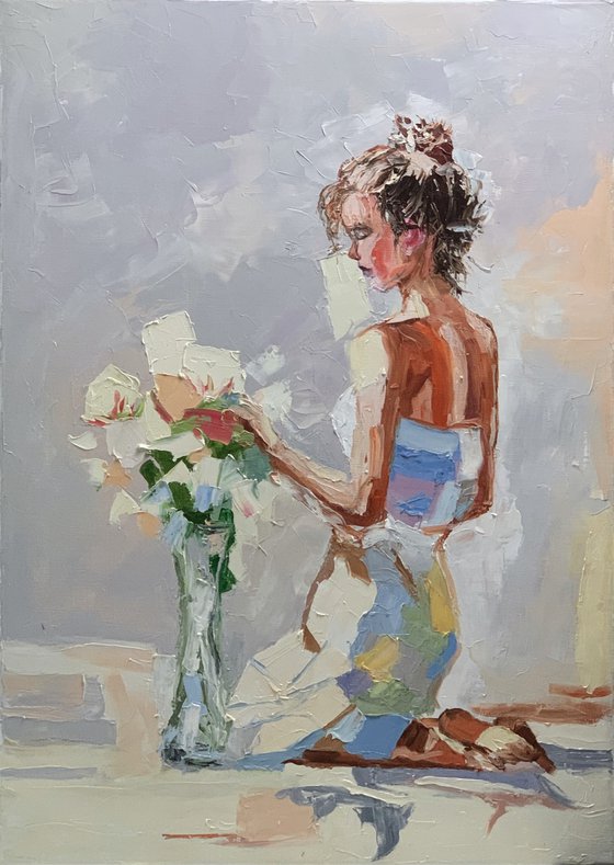 Woman with the flowers.