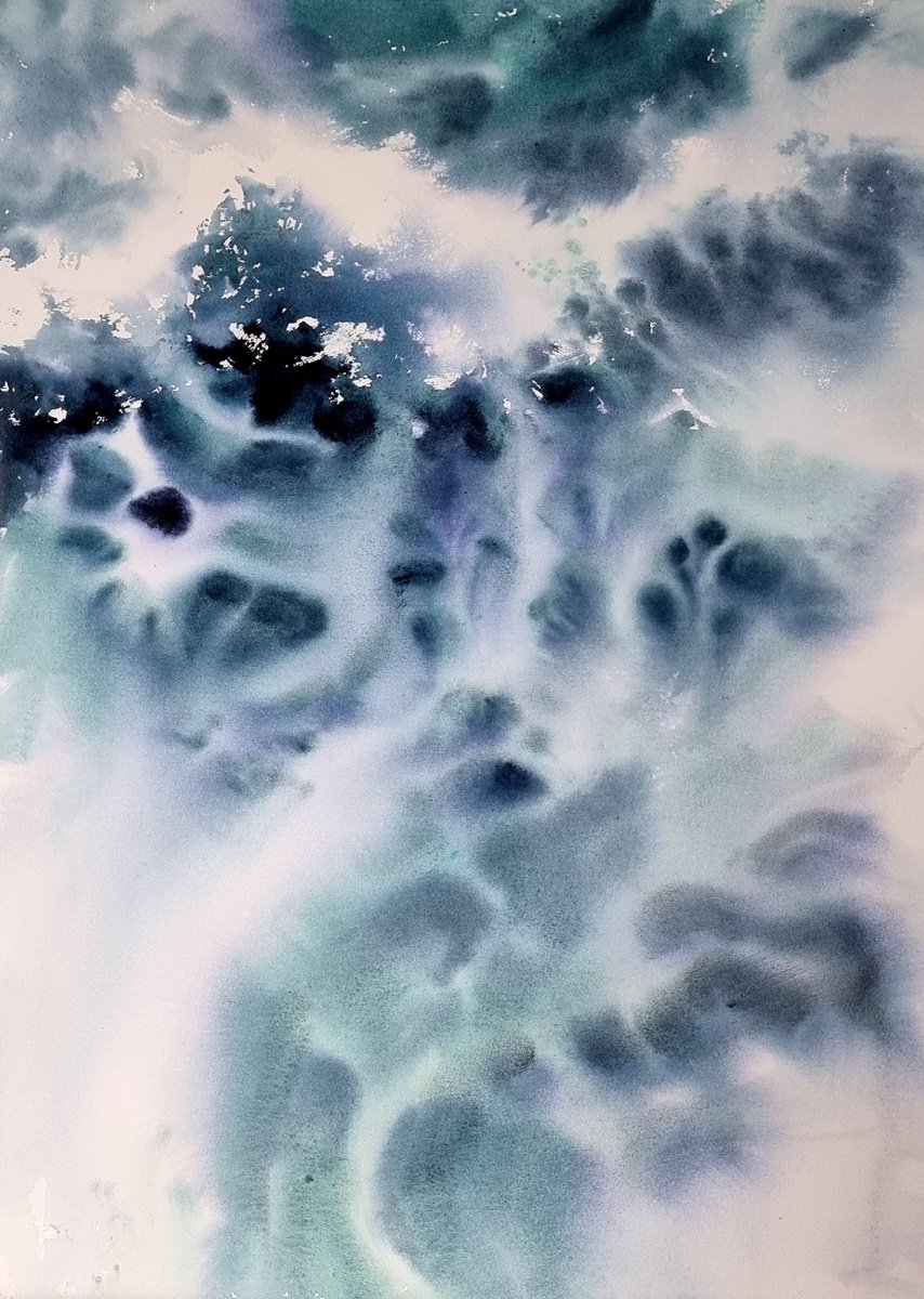 Impressionistic Landscape Watercolour By Elena Genkin, 12 X 16, The Wave -4, Original Artwork