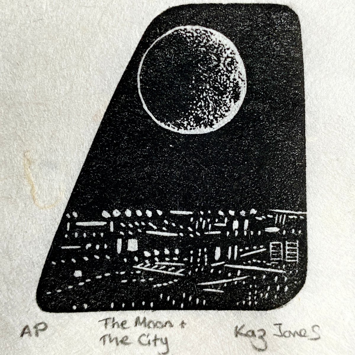 Impressionistic Limited Edition Print , The Moon And The City By Kaz Jones, 4 X 5, Artwork For Sale On Artfinder