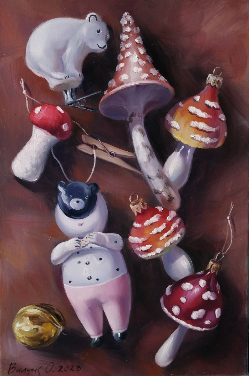 Photorealistic Still Life Oil Painting By Lena Vylusk, 8 X 12", "Collection", Original Artwork