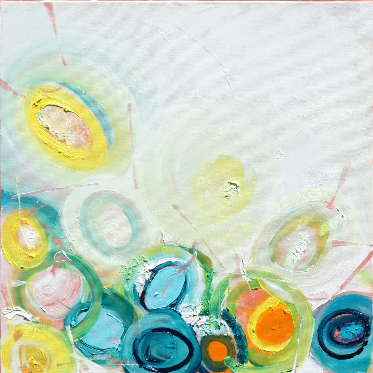 Abstract Oil Painting By Jelena B, 16 X 16, My Pink Joy, Original Artwork