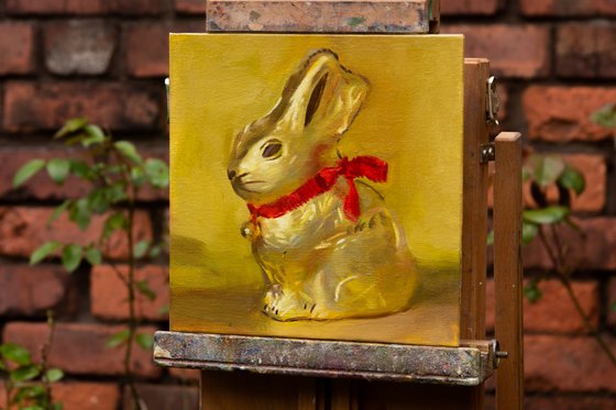Golden Bunny - Original oil painting