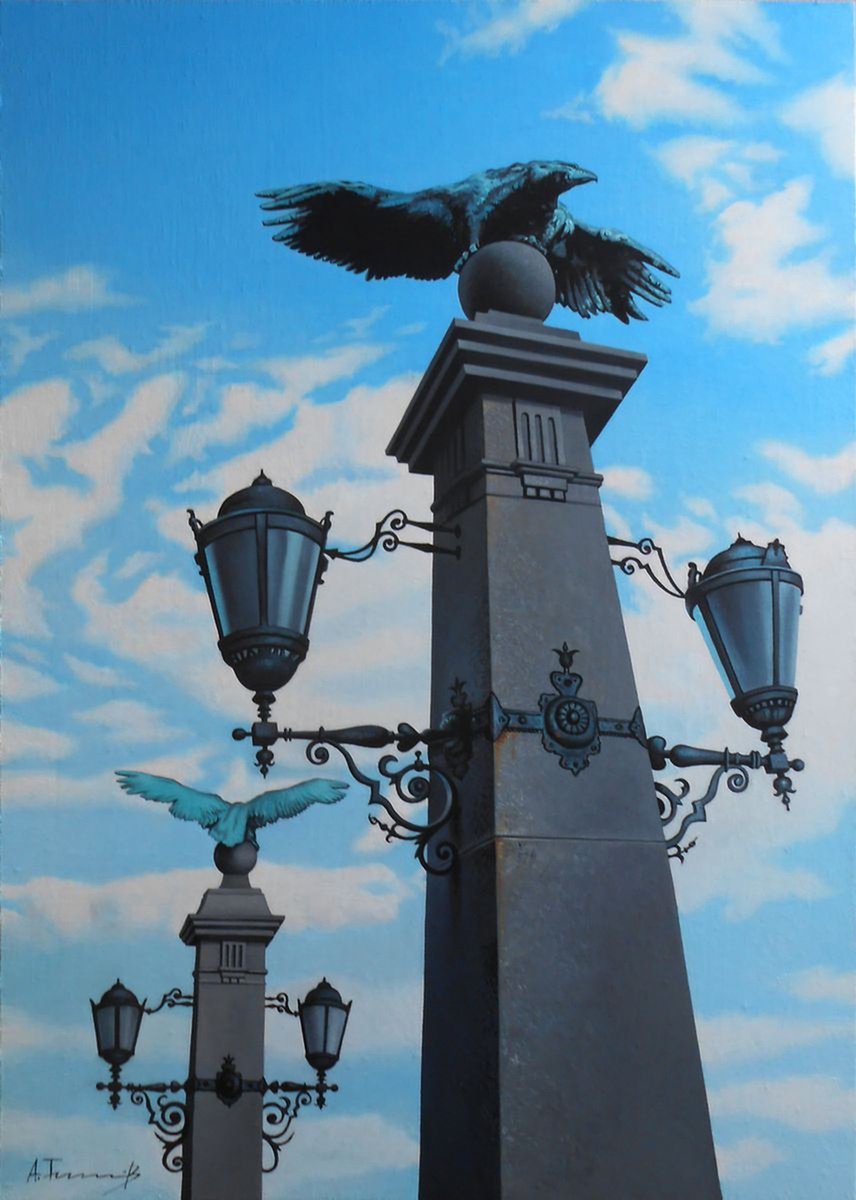 Photorealistic Cityscapes Oil Painting By Alexander Titorenkov, 20 X 28, Orlov Most Ii, Sofia, Bulgaria, Original Artwork