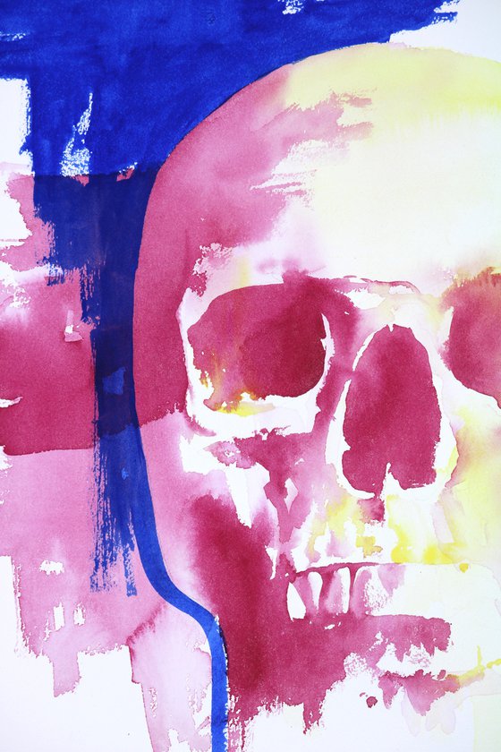 Skull in Violet and Yellow
