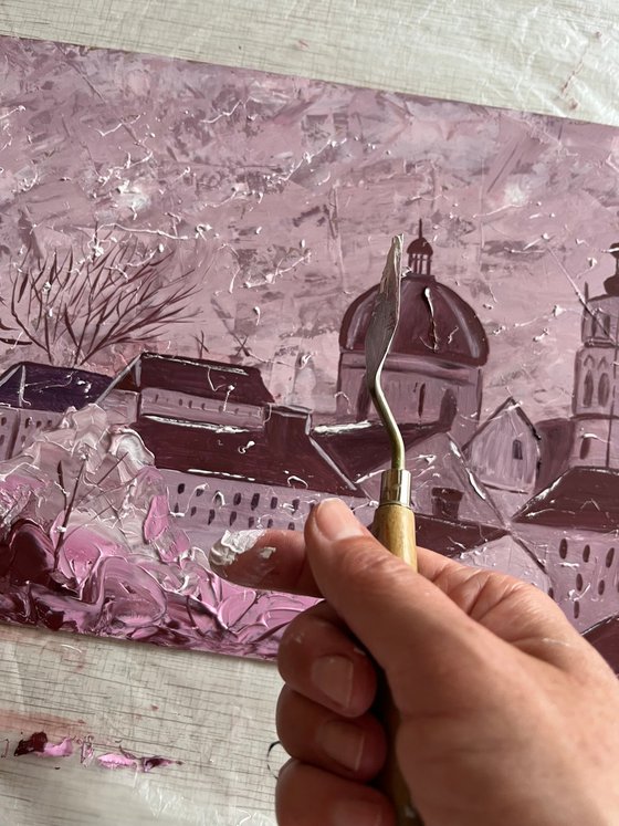 Lviv City Rooftops Painting