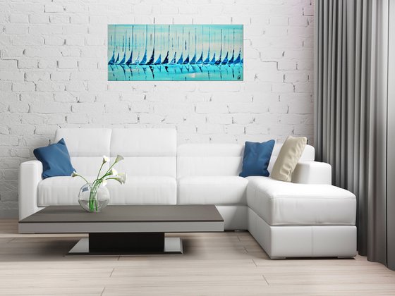 Rainy Days - Abstract Seascape - Acrylic Painting - Canvas Art- Blue Wall Art