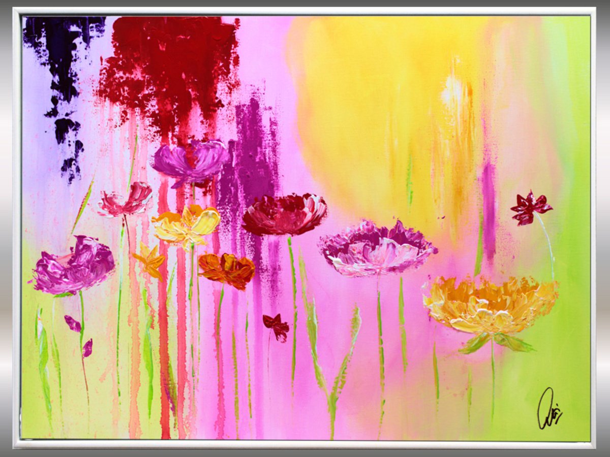 Summer Beauties - Abstract Art - Acrylic Painting - Canvas Art - Framed Painting - Abstra... by Edelgard Schroer