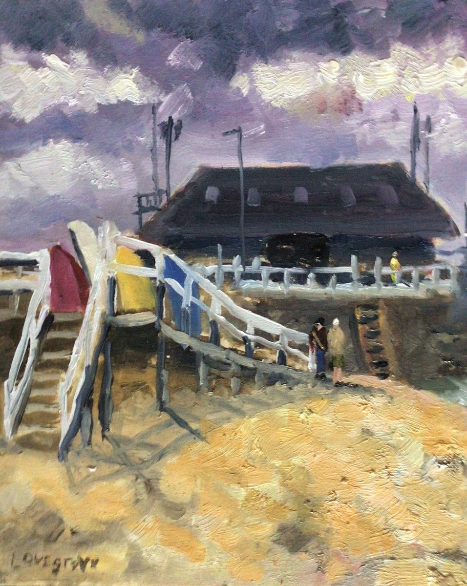 Impressionistic Landscape Oil Painting By Julian Lovegrove Art, 10 X 12", The Jetty, Broadstairs, Original Artwork