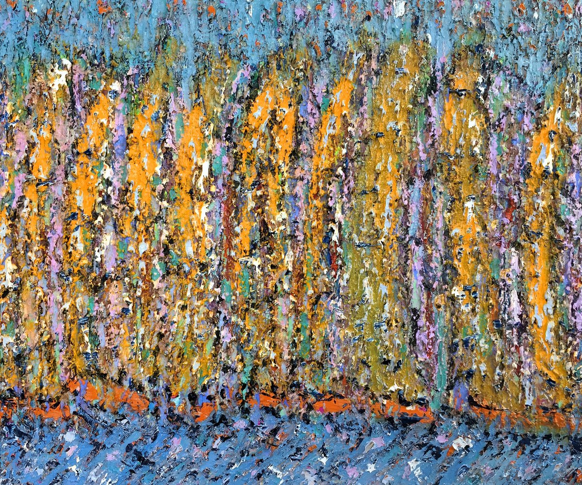 Impressionistic Landscape Oil Painting By Ann Parks Mccray, 24 X 20, Sunset Splash, Original Artwork