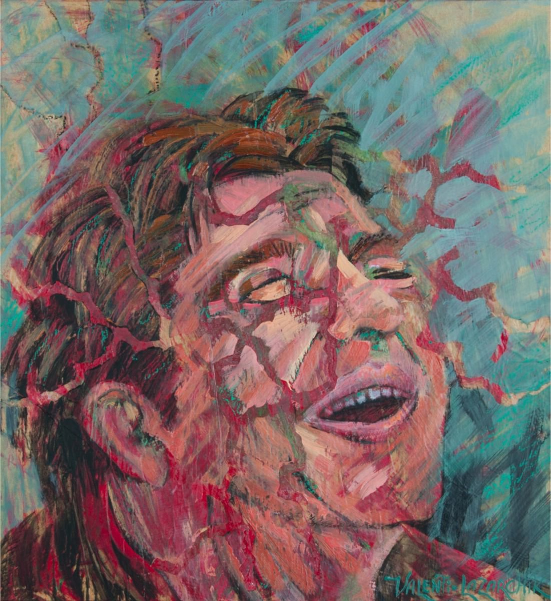 Expressive Portrait Oil Painting By Gina Valenti-Lazarchik, 11 X 12, Broken, Original Artwork