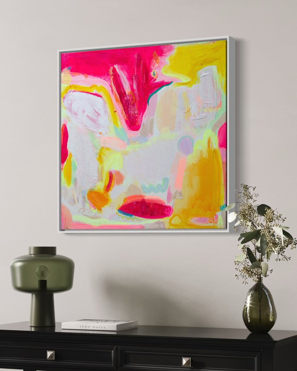 Organic Abstract Acrylic Painting By Kathryn Sillince, 22 X 22", 