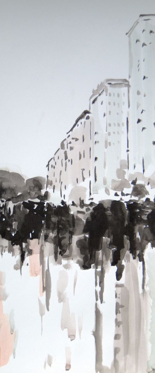 Rainy Town /42 x 29.7 cm by Alexandra Djokic