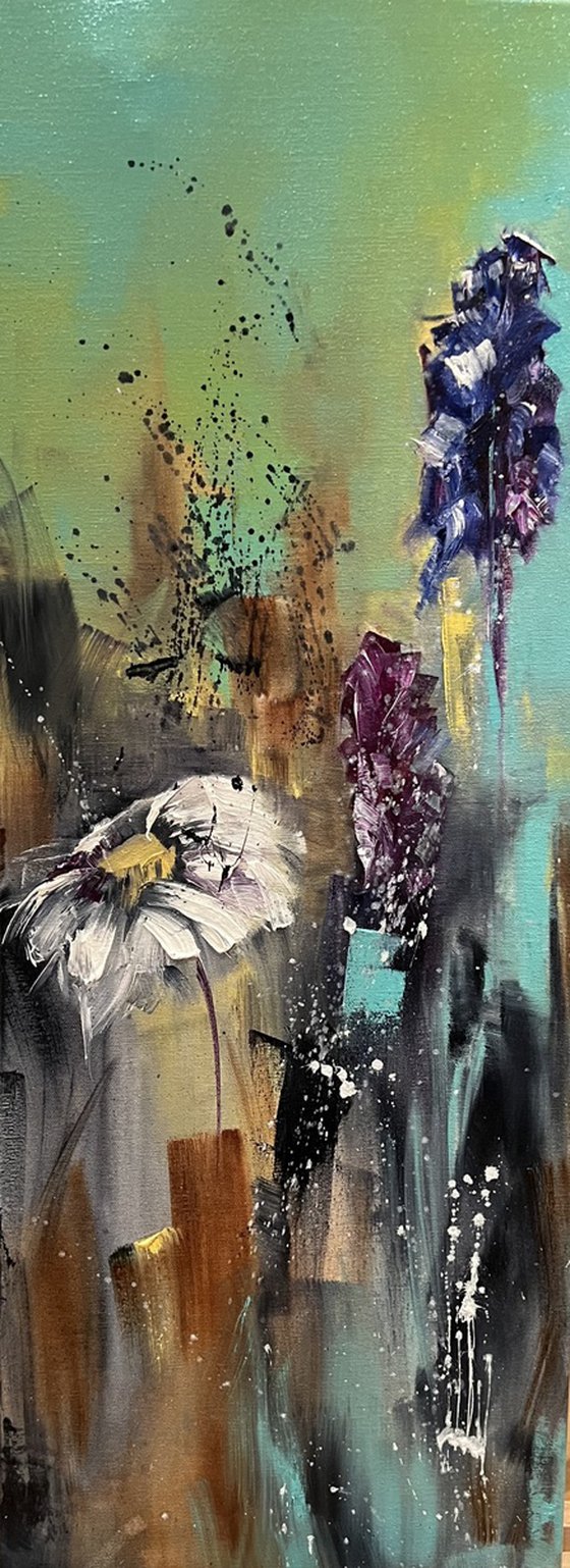 WILD FLOWERS 4, Oil on canvas panel