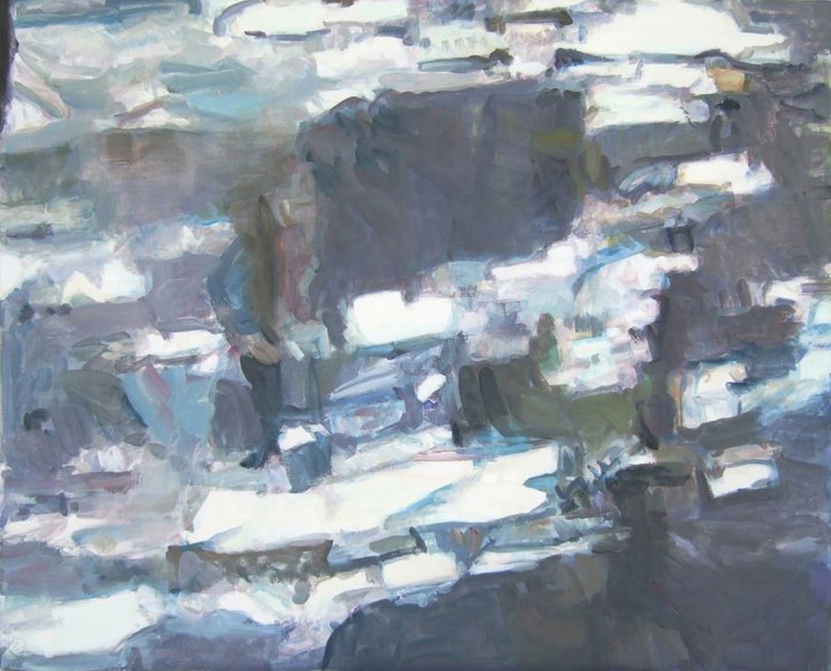 Organic Abstract Oil Painting By Sebastian Rudko, 32 X 26", Above, Original Artwork