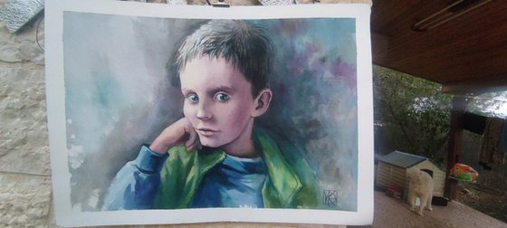 Watercolor portrait of child for commission( from a photo)