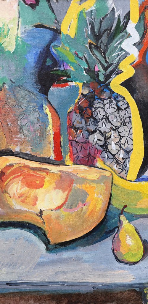 Still Life with Pumpkin and Pineapple by Artem Andreichuk