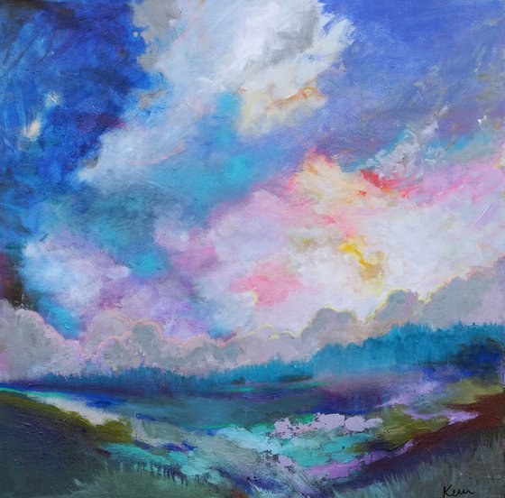 The Air There is a Little Softer 30x30" Soft Landscape with Colorful Clouds