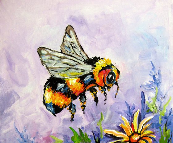 Bee with yellow floral