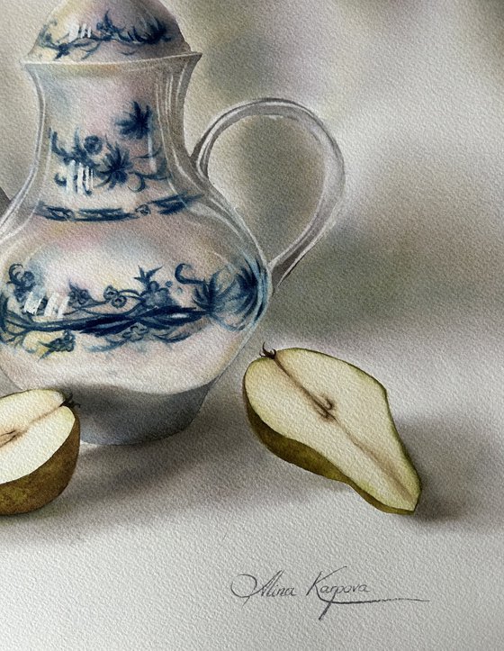 Teapot and pears