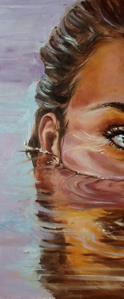 " I'M WATCHING YOU ... "- EYE  ORIGINAL OIL PAINTING, GIFT, by Monika Luniak