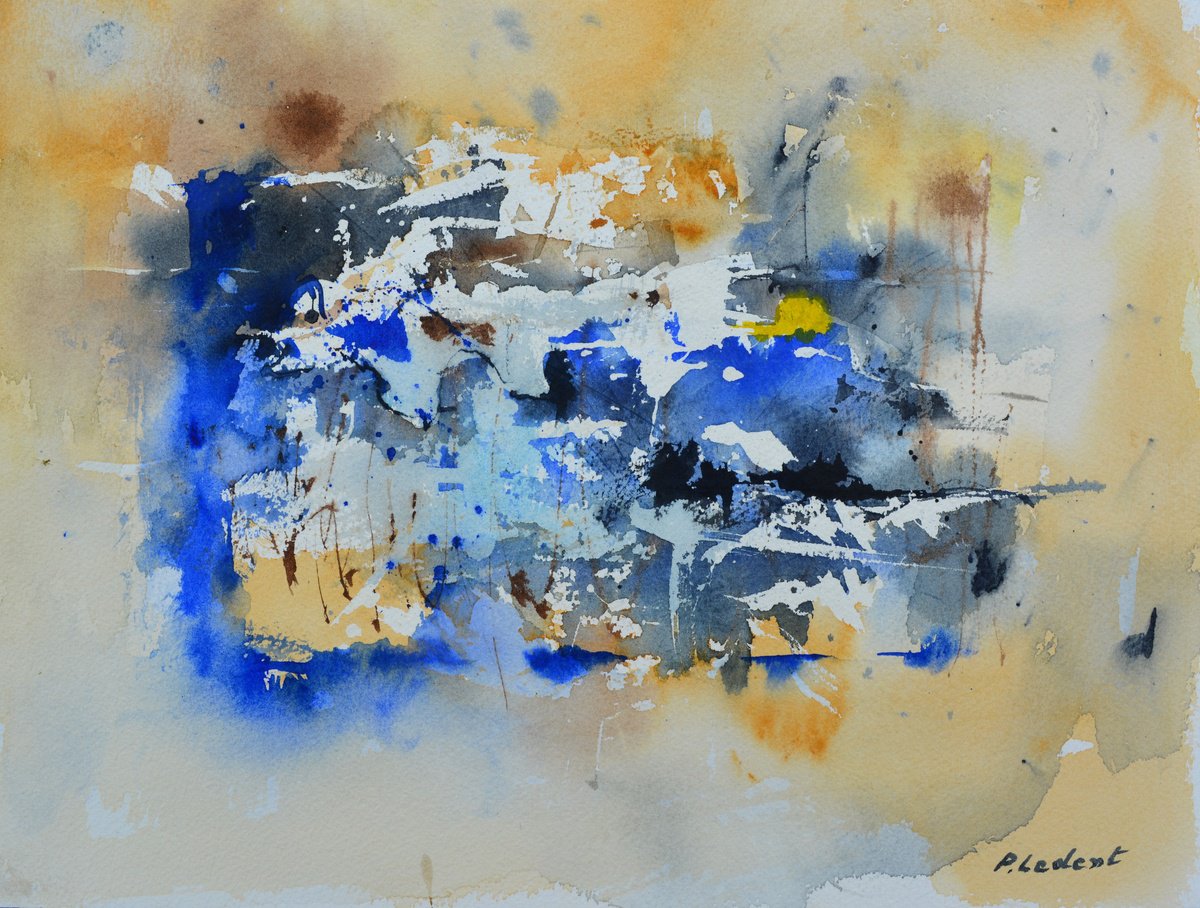 Blue screen- abstract watercolor - 3423 by Pol Henry Ledent