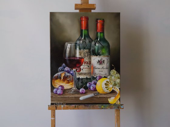 Red Wine and Grapes