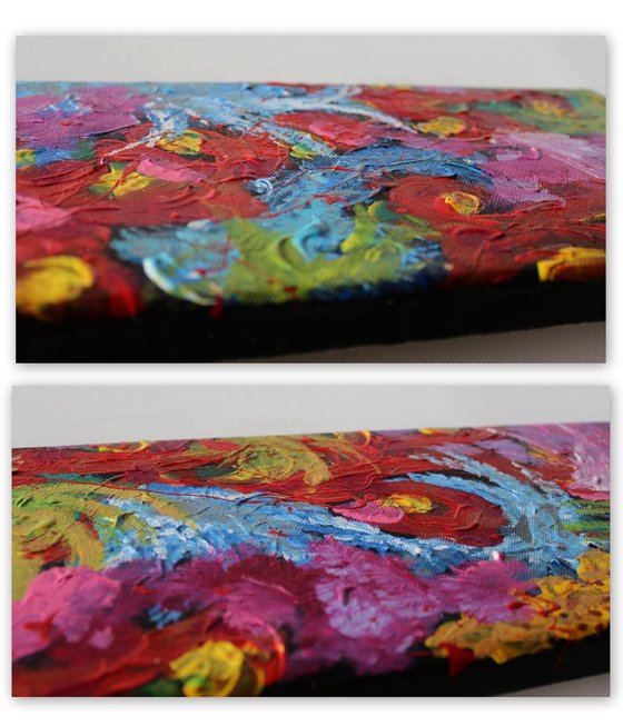 Three Part Painting, Floral Abstract Art, Modern Triptych, Original Hand-painted, Rich Texture, Ready to Hang Paintings