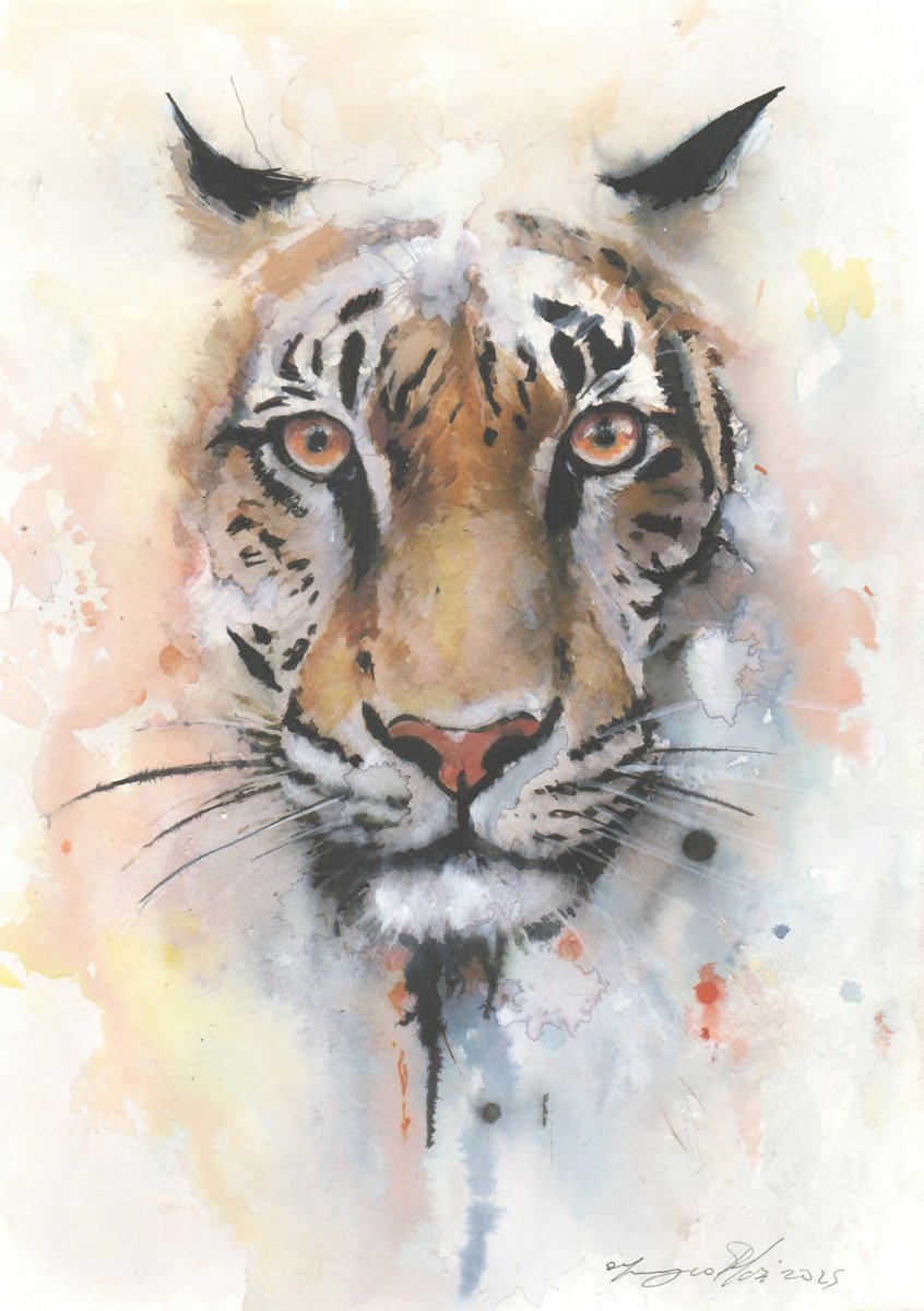 Impressionistic Animal Ink Drawing By Maurizio Puglisi, 8 X 11", Animals Have Souls, Original Artwork