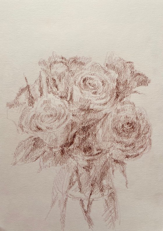 Roses #7 2020. Original charcoal drawing