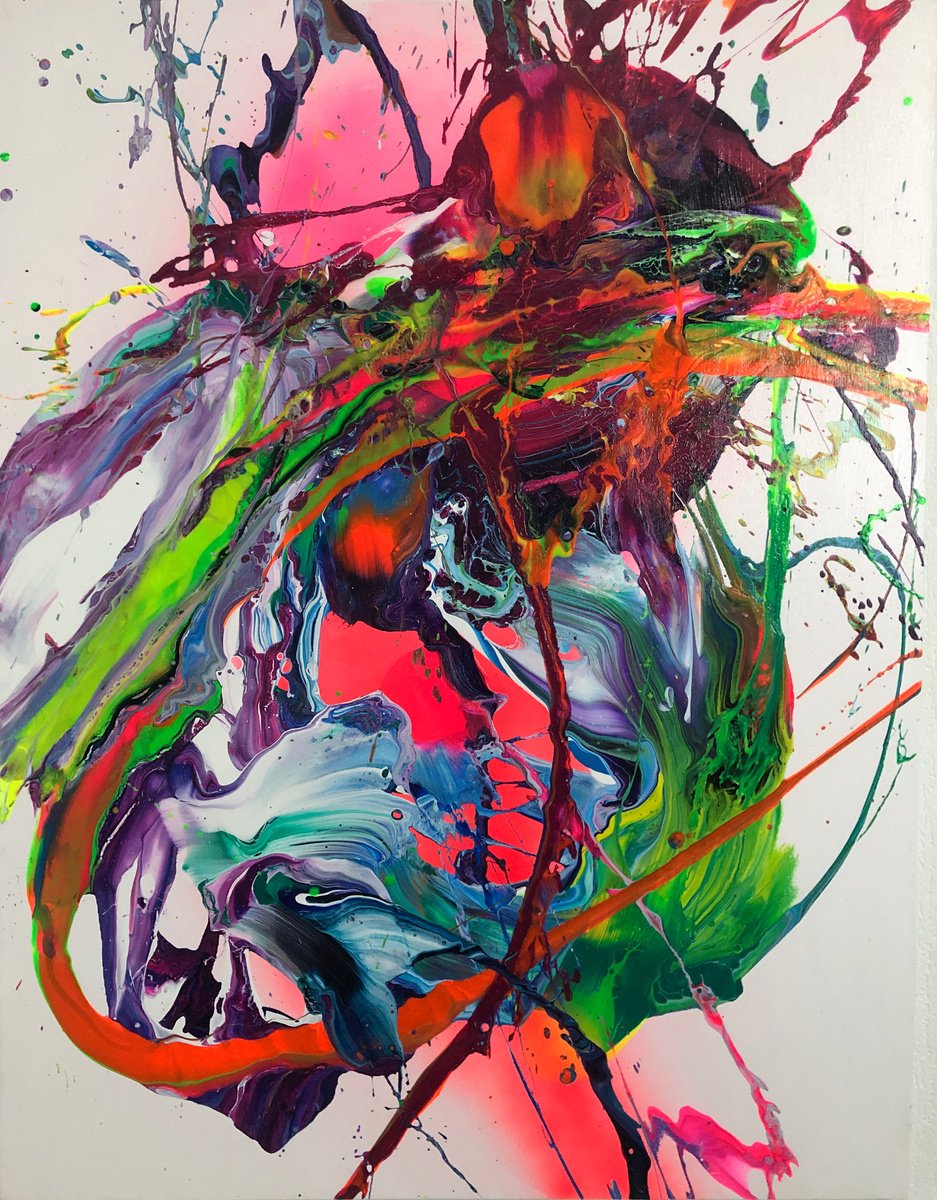 Expressive Abstract Acrylic Painting By Viacheslav Zaykin, 35 X 46", Spring Mood., Original Artwork