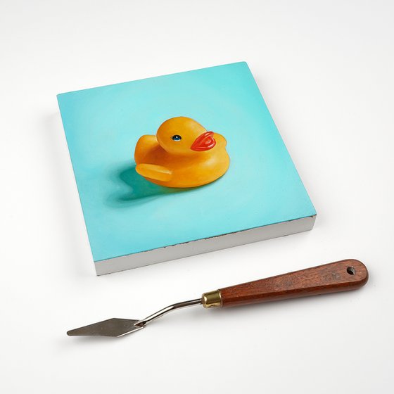 Rubber Duck on Teal