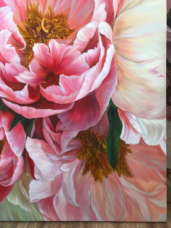 Red and white peonies