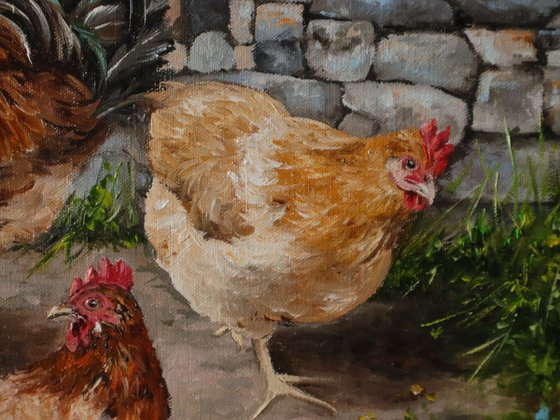 Chickens Painting Farm Life