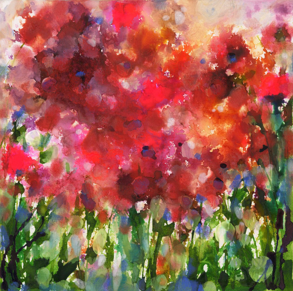 A Day In The Garden 3 - Flower Painting by Kathy Morton Stanion by Kathy Morton Stanion